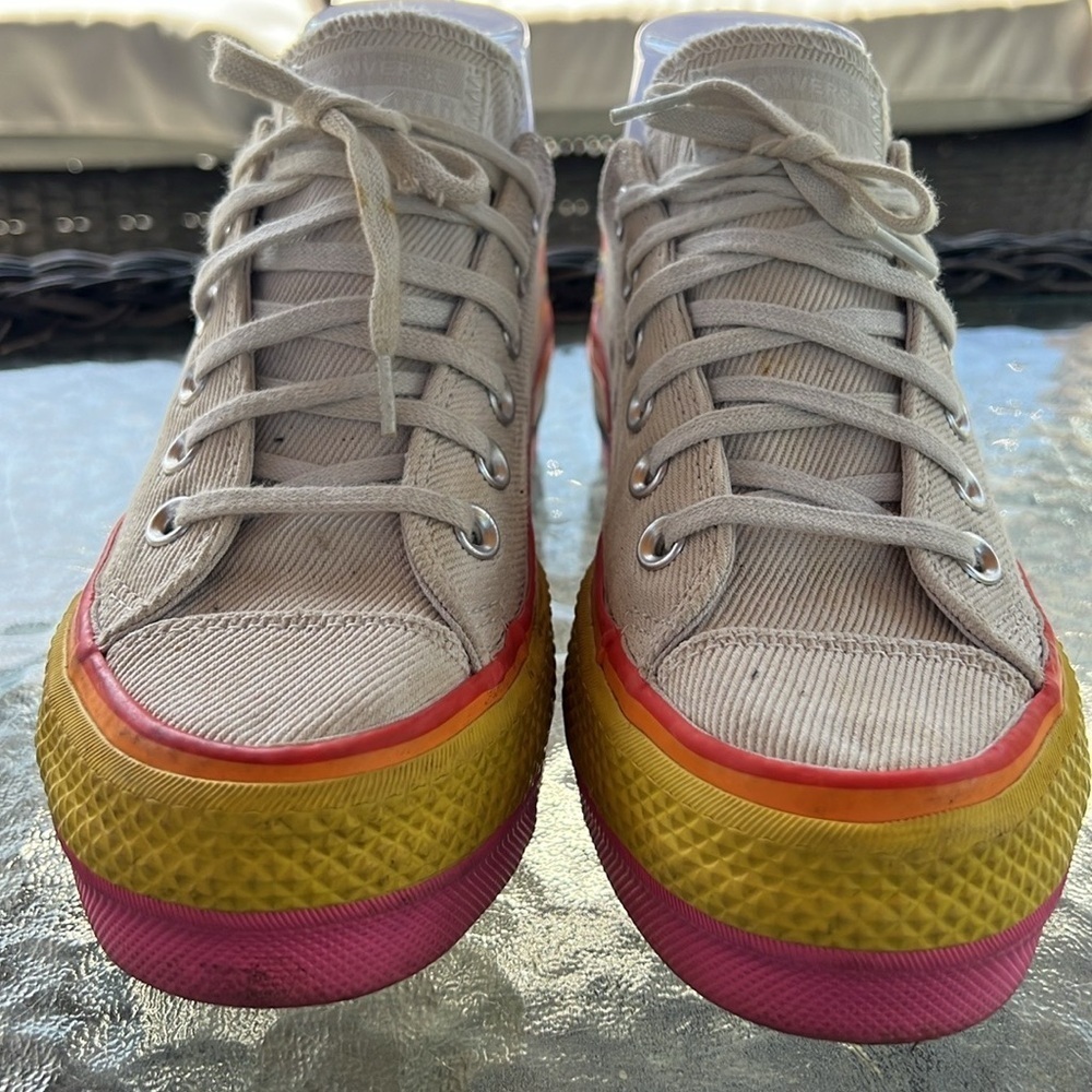 Converse Chuck Taylor All Star Low Top Rainbow Platform Sneaker Summer 5.5 - Picture 3 of 11